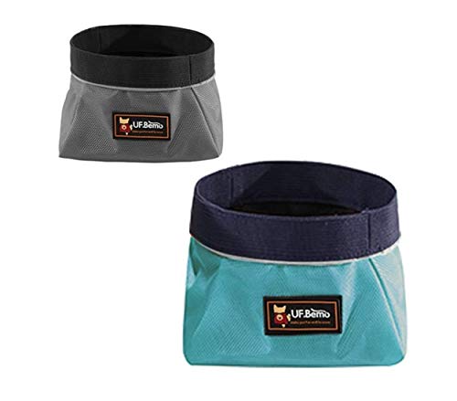 Collapsible Dog Bowl - 2 Pack Travel Dog Bowl, Water and Food Bowls for Dogs - Foldable Outdoor Camping Pet Food Water Bowl