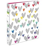 Avery + Amy Tangerine Designer Collection Binder, 1 Inch Round Rings, 175-Sheet Capacity, Hatchmark Hearts (28320)