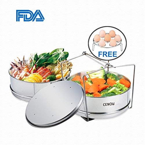 Insert Pan for Instant Pot Accessories, Cenow Instant Pot in Pot Accessories Steamer Basket Set with Egg Steamer Rack Stand, Steamer Insert Fits Instant Pot 6 Qt, 8 Quart Pressure Cooker Accessories