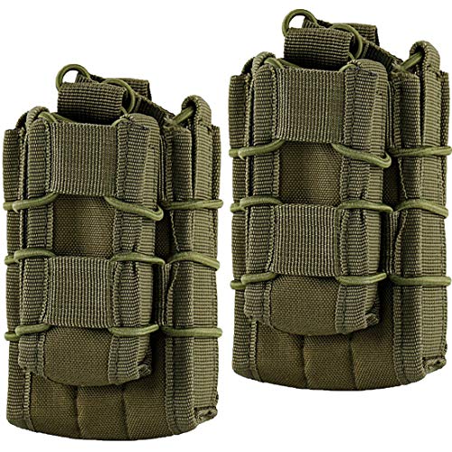 Double Mag Pouch, Hoanan Tactical Molle Magazine Pouch Open-Top Single Rifle Pistol Mag Pouch Cartridge Clip Pouch Hunting Bag