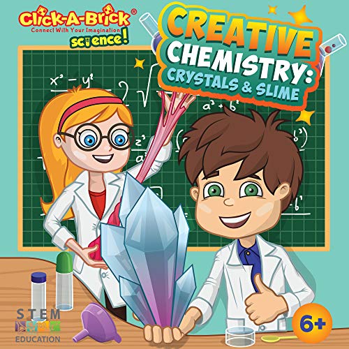 Book Cover Click-A-Brick Creative Chemistry Crystals & Slime Science Kit for Kids Toys | 30 Pages of Learning w/ 11 Fun Educational STEM Experiments | Best Kids Chemistry Set For Boys & Girls Age 6 7 8+ Year Old