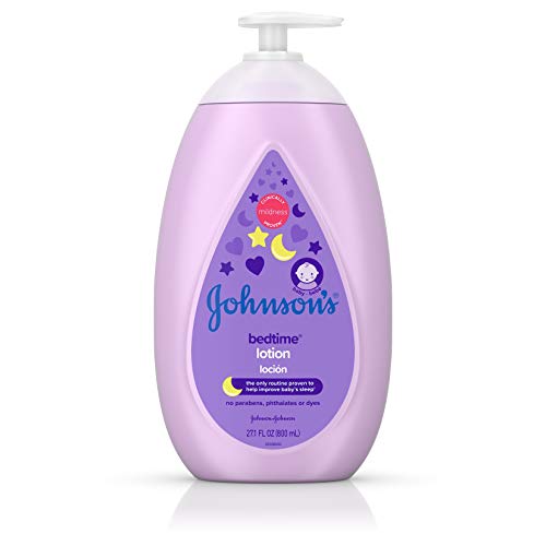 Johnson's Moisturizing Bedtime Baby Body Lotion with Coconut Oil & Relaxing NaturalCalm Aromas to Help Relax Baby, Hypoallergenic, Paraben- & Phthalate-Free Baby Skin Care, 27.1 fl. Oz