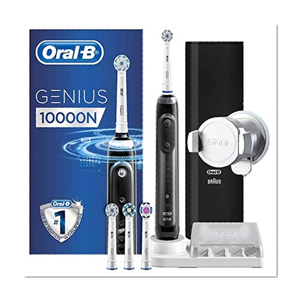 Oral-B Genius 10000N Sensi Ultrathin Brosse À Dents Électrique par Braun, 1 Manche Connecté Black, 6 Modes Dont Blancheur, Douceur Et Soin Des Gencives, 4 Brossettes, Étui de Voyage avec USB