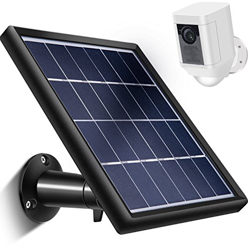 Book Cover Skylety Solar Panel with Security Wall Mount Compatible with Ring Spotlight Cam Only, 5 m/ 16.4 ft Cable with Barrel Connector, 5 V/ 3.5 W (Max) Output, Without CAM, Black