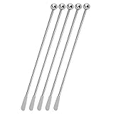 Jsdoin Stainless Steel Coffee Beverage Stirrers Stir Cocktail Drink Swizzle Stick with Small Rectangular Paddles (5 Silver)
