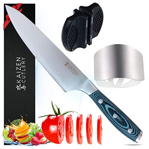 Kaizen Cutlery 3 Piece Sharp Chef Knife Bundle, 8 Inch Chefs Sushi Kitchen Knives Chef's Collection, Steel