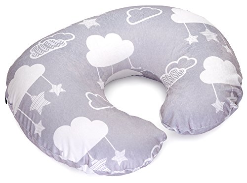 Minky Nursing Pillow Cover - Perfect Slipcover for Breastfeeding Moms | Soft Fabric Fits Snug On Infant Nursing Pillows to Aid Mothers While Breast Feeding | Stars and Clouds