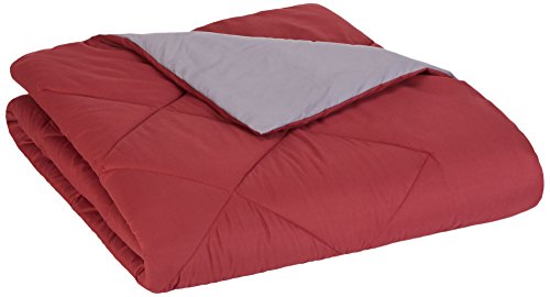 AmazonBasics Reversible Microfiber Comforter Blanket - Pack of 4, Twin/Twin XL, Burgundy / Grey