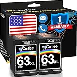 Cartlee Remanufactured Ink Cartridges Replacement for HP 63XL 63 XL for Envy 4512 4520 DeskJet 3632 2130 1110 1111 1112 2132 3630 3634 3637 3636 OfficeJet 3830 3833 4650 4655 4652 5255 5258 (2 Black)