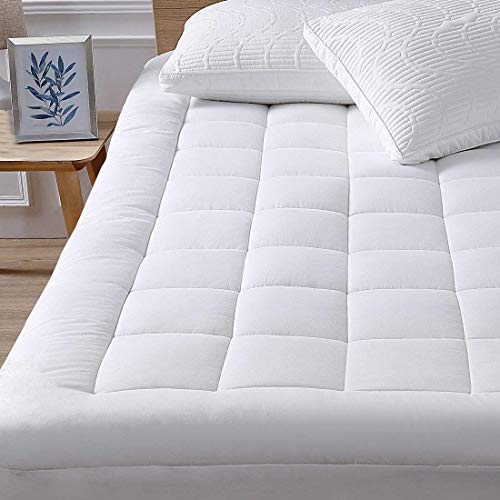 Book Cover oaskys King Mattress Pad Cover Cooling Mattress Topper Top Pillow Top with Down Alternative Fill (8-21â€Fitted Deep Pocket King Size)