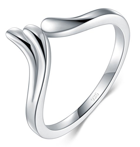 BORUO 925 Sterling Silver Ring, Angel Wings High Polish Tarnish Resistant Comfort Fit Wedding Band 2mm Ring Size 4-12