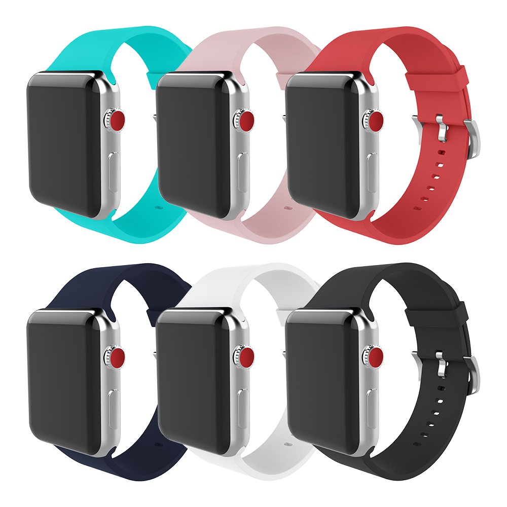 MITERV for Apple Watch Band 38mm 42mm Soft Silicone Replacement iWatch Bands for Apple Watch Series 3 Series 2 Series 1 (New 6 Colors, Case Size: 38mm)