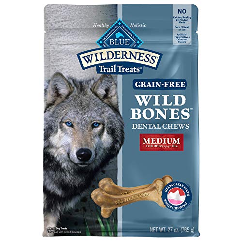 Blue Buffalo Wilderness Wild Bones Grain Free Dental Chews Dog Treats, Medium 27-oz Bag