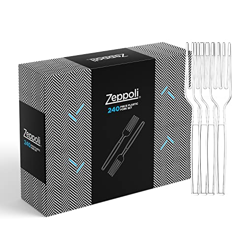 Zeppoli 240-Piece Clear Plastic Fork Set â€“ Plastic Cutlery Utensil Set â€“ Disposable Clear Plastic Forks â€“ Chinet Utensils