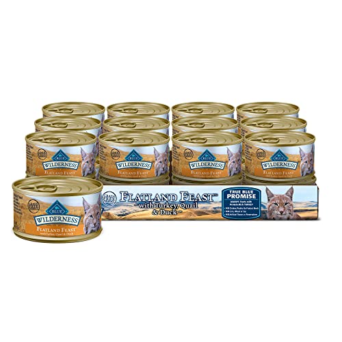 Blue Buffalo Wilderness High Protein Grain Free, Natural Adult Pate Wet Cat Food, Flatland Feast 3-oz cans (Pack of 24)