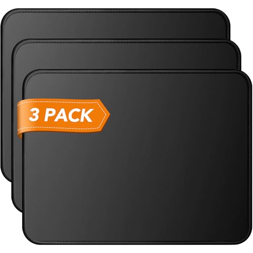 4 Mouse Pad Stitched Edges Premium-Textured Large Mouse Pads Mat Natural Non-Slip Rubber Base Mousepad for Laptop, Computer & PC, 11 x 8.7 inches, Black