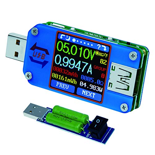 USB Meter, Tester, Multimeter, USB Load, UM25C,Type-c Current Tester, Voltage Detector, DC 24.000V 5.0000A, Test Speed of Charger Cables, Capacity of Power Bank, QC 2.0 3.0 (UM25C)