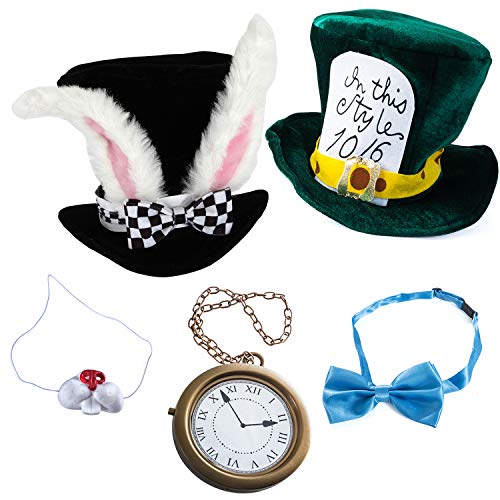 Tigerdoe White Rabbit Costume - Rabbit Costume - Bunny Costume (4 Pc Costume) - Mad Hatter Costume - Playing Cards Costume 4 Pk (Rabbit Costume -5 Pc Set)