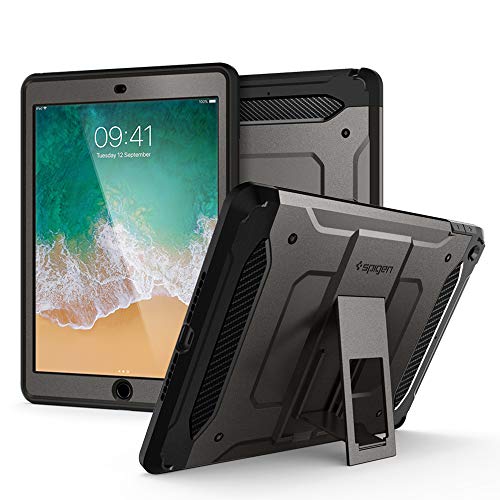 Spigen Tough Armor TECH with Custom-Fit Tempered Glass Designed for iPad 9.7 Case iPad 5th/6th Generation Case (2017/2018) - Gunmetal