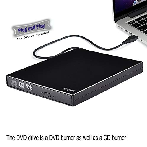 Mougerk USB External CD DVD Drive, Portable CD DVD Player +/-RW Drive DVD/CD ROM Rewriter Burner Writer Compatible with Win 7 10 Laptop Desktop PC