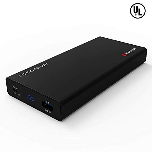 Book Cover 45W USB C PD 20000 mah Fast Portable Charger for MacBook Pro 2018, iPhone X, iPad, Samsung Galaxy S9, Nintendo Switch - Quick Charge Travel Laptop External Battery Power Bank - Black