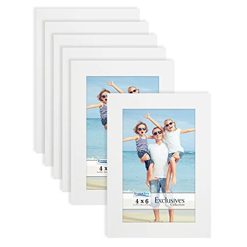 Book Cover Icona Bay 4x6 Picture Frames (White, 6 Pack), Sturdy Wood Composite Photo Frames 4 x 6, Sleek Design, Table Top or Wall Mount, Exclusives Collection