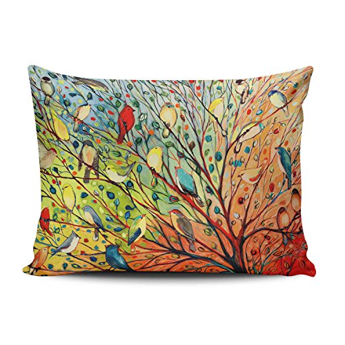 Book Cover KEIBIKE Personalized Abstract Trees and Birds Standard Rectangle Decorative Pillowcases Print Zippered Throw Pillow Covers Cases 20x26 Inches One Sided