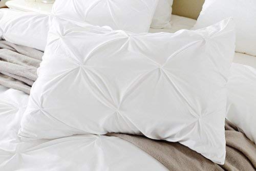 Book Cover Kotton Culture Set of 2 Pillow Shams Pinch Pleated 100% Egyptian Cotton 600 Thread Count Super Soft Decorative Hotel Class Bedding (Queen/Full, White)