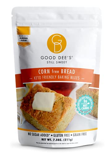 Book Cover Good Deeâ€™s Corn Bread Baking Mix - Grain Free, Sugar Free, Gluten Free, Wheat Free, and Low Carb,7.5 Oz
