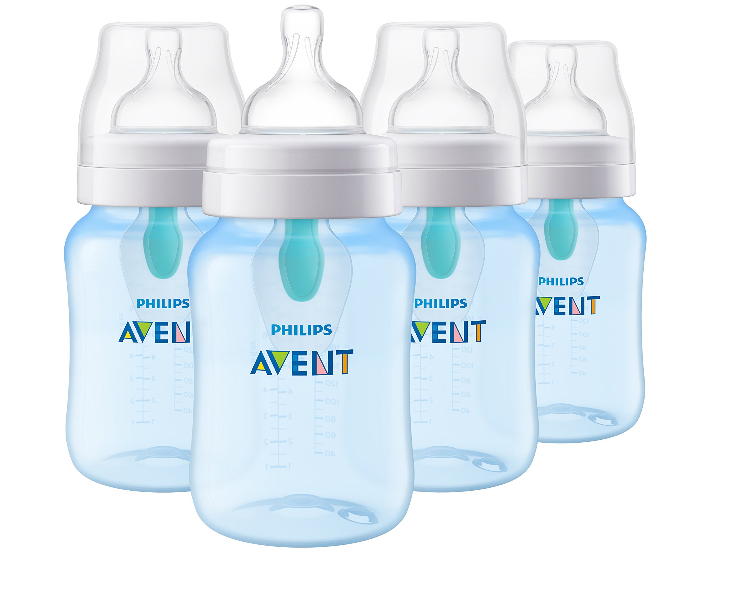 Book Cover Philips Avent Anti-colic Baby Bottle with AirFree vent 9oz 4pk Blue, SCF405/44