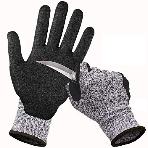 CCBETTER Cut Resistant Gloves Safety Work Gloves with Level 5 Protection Kitchen and Garden Mittens for Meat Cutting Wood Carving Driving and Outdoor Activities (L, Gray)