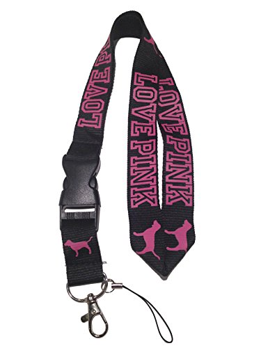 FRRFOLT Love Pink Lanyard Black/Pink Neck Strap Keychain ID Holder Keyring for Keys Phones Bags from SprayWayCustoms Store