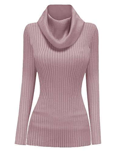 v28 Women Stretchable Cowl Neck Knit Korea Long Sleeve Slim Fit Bodycon Sweater