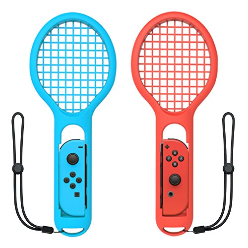 Tennis Racket for Nintendo Switch Joy-Con Controller,Accessories for Nintendo Switch Game Mario Tennis Aces Blue and Red - Only Use for Swing Mode on Nintendo Switch