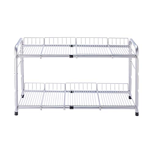FlagShip 2 Tiers Under Sink Strainer Cabinet Shelf Kitchen and Bath Organizer Storage Rack