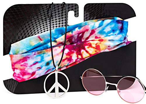 Zilo Novelties Woman's Hippie Costume Set. Halloween 70s Costumes for Women to Make You The Hit of The Party Pink