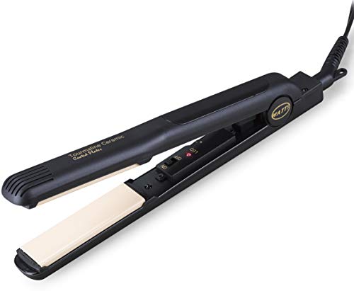 Anti Frizz Flat Iron Heat Adjustable Hair Straightener (Worldwide Voltage, Black/Gold)