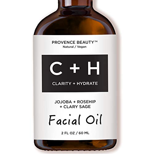 Provence Beauty | Clarify + Hydrate Facial Oil - Cold Pressed Jojoba + Rosehip + Clary Sage Oils - Anti-Wrinkle Solution - 2 OZ