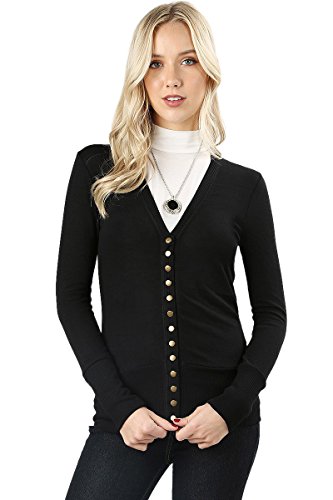 Cardigans for Women Long Sleeve Cardigan Knit Snap Button Sweater Regular & Plus