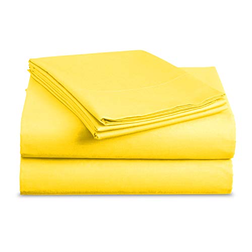 Basic Choice Bed Sheet Set - Brushed Microfiber 2000 Bedding - Wrinkle, Fade, Stain Resistant - Hypoallergenic - 3 Piece - (Twin XL, Yellow)