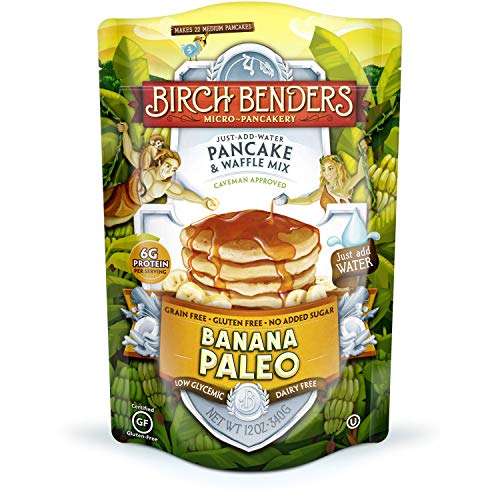 Banana Paleo Pancake & Waffle Mix by Birch Benders, Gluten Free, 6g Protein, Grain Free, No Added Sugar, Non-GMO, All Natural, 12 oz
