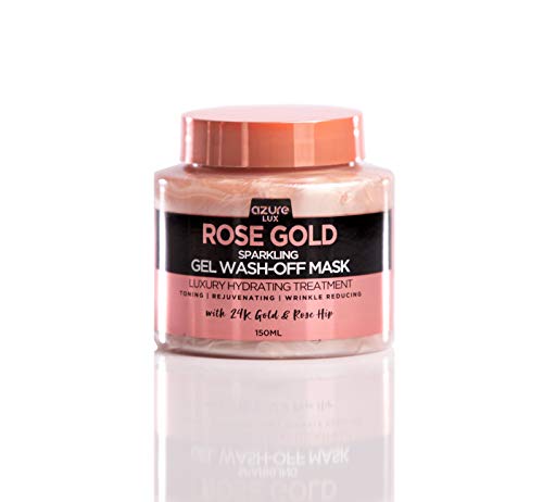 AZURE Rose Gold Luxury Sparkling Hydrating Gel Wash Off Face Mask â€“ Toning, Firming & Rejuvenating | Removes Blackheads, Dirt & Oils | Reduces Wrinkles & Acne Scars | Made in Korea - 150mL