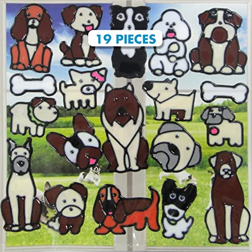 Dogs Gel Window Clings for Kids - Window Stickers for Toddlers, Puppies Gel Clings Window Decals Kids Jelly Reusable Sticker -Car Plane Airplane Activities for Home (Jesplay USA)