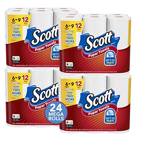 Book Cover Scott Paper Towels Choose-A-Sheet, 4 Packs of 6 Mega Plus Rolls (24 Mega Rolls), White