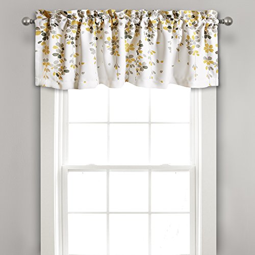 Book Cover Lush Decor Weeping Flowers Yellow and Gray Valance Curtain for Windows, Yellow & Gray