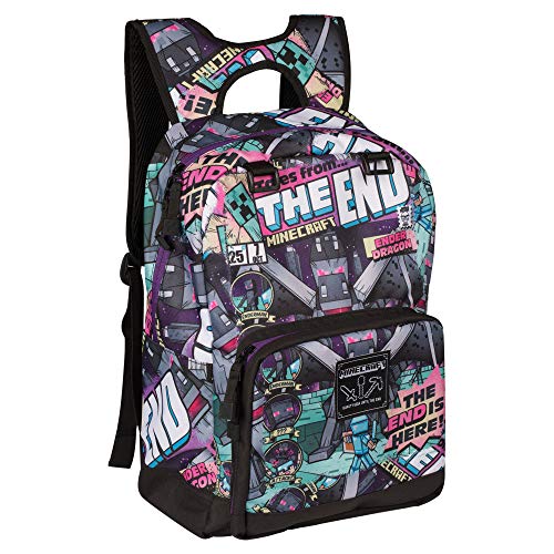 Book Cover JINX Minecraft Tales from The End Kids School Backpack, Multi-Colored, 17