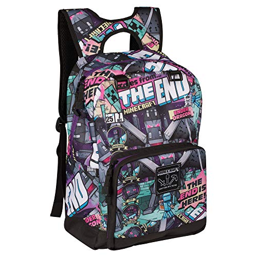 JINX Minecraft Tales from The End Kids School Backpack, Multi-Colored, 17"