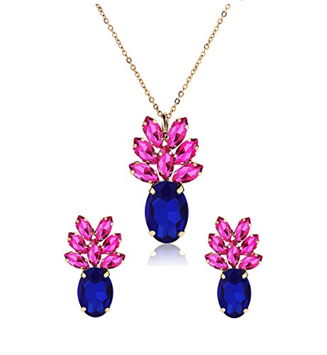 SXNK7 Sparkling Yellow Crystal Vintage Trendy Fruit Pineapple Earrings Stud Necklace Jewelry Sets For Women Girls (pineapple earring)