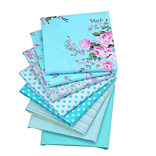 ShuanShuo Blue Series Cotton Fabric Quilting Patchwork Fabric Fat Quarter Bundles Fabric for Sewing DIY Crafts Handmade Bags 40X50cm 8pcs/lot