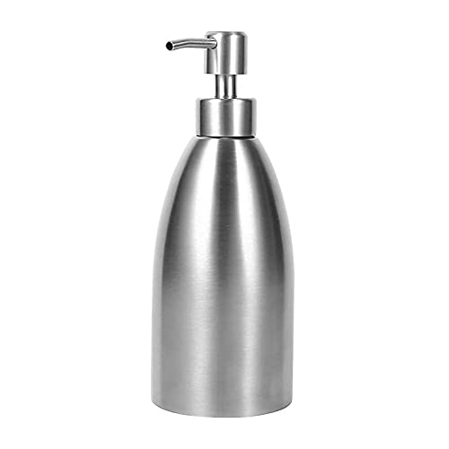 Konesky 304 Stainless Steel Soap Dispenser, 500ml Lotion Hand Dispenser with Pump, Liquid Soap Container, Refillable Dish Hand Soap Pump Bottle Holder for Bathroom Countertop Kitchen Sink